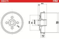 DB4375 TRW - Bęben ham.TOYOTA PASEO 1995 - 2000, S TARLET 1996 - 1999, TERCEL 1994 - 1999