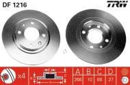 DF1216 TRW - Tarcza ham.PEUGEOT 405 SRi/TD przód 87- /266x10/ CITROEN BX -94 /TRW/