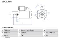 0986016190 BOSCH - Rozrusznik VW TRANSPORTER (F70) 2.0 90-96