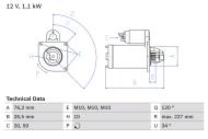 0986017060 BOSCH - Rozrusznik FORD FIESTA IV 1.2i 95-99 ,FOCUS,PUMA