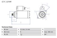 0986017450 BOSCH - Rozrusznik VW POLO 1.7SDI 97-04,LUPO -05,POLO -01