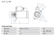 0986021500 BOSCH - Rozrusznik 12V 1.1kW BMW E88,E91,E93 07-/BOSCH/