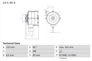 0986034230 BOSCH - Alternator AUDI 100,80,VW GOLF II,SEAT /