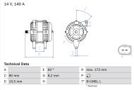 0986049950 BOSCH - Alternator FIAT,PSA 3.0HDI /BOSCH/