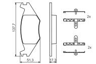 0986468890 BOSCH - Klocki ham.VW GOLF II /BOSCH/ przód /17.5mm/ symetr. /191 698 151/