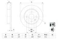 0986478882 BOSCH - Tarcza ham.OPEL ASTRA G 98- tył 1.2i-1.8i/1.7D /BOSCH/