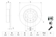 0986479099 BOSCH - Tarcza ham.VW GOLF V,A3 tył /255X10/ /BOSCH/