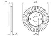 0986479649 BOSCH - Tarcza ham.CHEVROLET EPICA 2.0-2.5 06- przód /277.5x24/